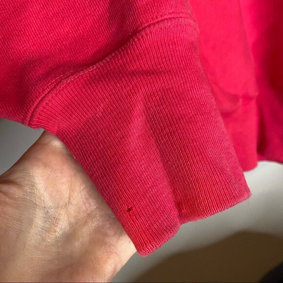 Vintage 90s Champion Reverse Weave Pink Made In USA Sweatshirt Large FLAWED - Picture 3 of 7